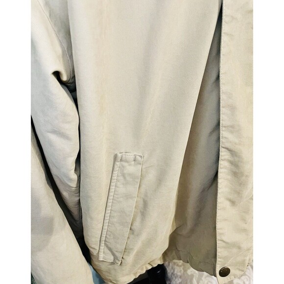 Men’s Vintage Tan Nautica Jacket SzXL Zip Front With Pockets Hidden Hood - Picture 3 of 16